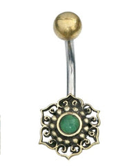 Load image into Gallery viewer, Bauchnabelpiercing Blume Edelstahl Stein Messing - chic-net.de
