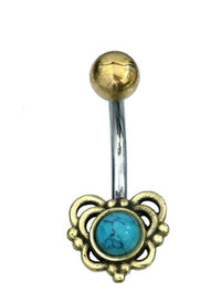 Load image into Gallery viewer, Bauchnabelpiercing Blume Edelstahl Stein Messing - chic-net.de
