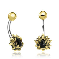 Cargar imagen en el visor de la galería, Bauchnabelpiercing Brass Edelstahl gold Lotus Stein - chic-net.de
