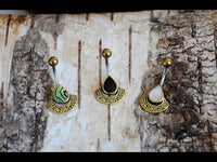 Load image into Gallery viewer, Bauchnabelpiercing Edelstahl Brass Bogen Träne Inlay - chic-net.de
