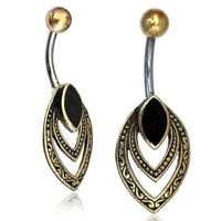 Cargar imagen en el visor de la galería, Bauchnabelpiercing Edelstahl Brass Doppelmandel Inlay - chic-net.de
