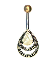 Load image into Gallery viewer, Bauchnabelpiercing Edelstahl Brass Doppelträne Inlay - chic-net.de
