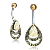 Load image into Gallery viewer, Bauchnabelpiercing Edelstahl Brass Doppelträne Inlay - chic-net.de
