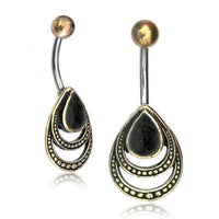 Load image into Gallery viewer, Bauchnabelpiercing Edelstahl Brass Doppelträne Inlay - chic-net.de
