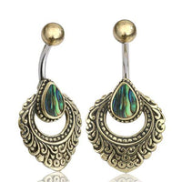 Load image into Gallery viewer, Bauchnabelpiercing Edelstahl Brass Ornament Träne Inlay - chic-net.de
