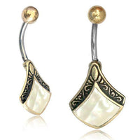 Load image into Gallery viewer, Bauchnabelpiercing Edelstahl Brass Raute Inlay - chic-net.de
