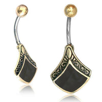 Load image into Gallery viewer, Bauchnabelpiercing Edelstahl Brass Raute Inlay - chic-net.de

