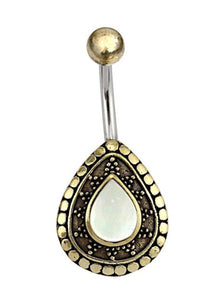 Load image into Gallery viewer, Bauchnabelpiercing Edelstahl Brass Sonnen Träne Inlay - chic-net.de
