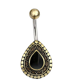 Load image into Gallery viewer, Bauchnabelpiercing Edelstahl Brass Sonnen Träne Inlay - chic-net.de
