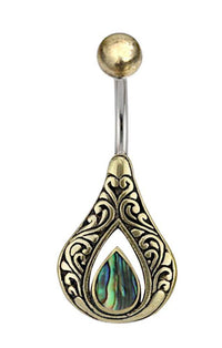 Load image into Gallery viewer, Bauchnabelpiercing Edelstahl Brass Tropfen Inlay - chic-net.de
