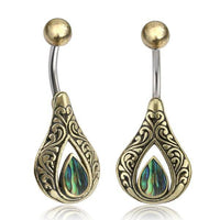 Load image into Gallery viewer, Bauchnabelpiercing Edelstahl Brass Tropfen Inlay - chic-net.de
