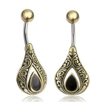 Load image into Gallery viewer, Bauchnabelpiercing Edelstahl Brass Tropfen Inlay - chic-net.de
