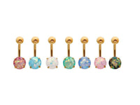 Load image into Gallery viewer, Bauchnabelpiercing Edelstahl gold Opal Stab 10x1.6mm - chic-net.de

