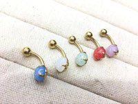 Load image into Gallery viewer, Bauchnabelpiercing Edelstahl gold Opalit Stab 10x1.6mm - chic-net.de
