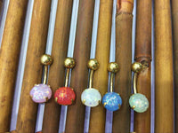 Load image into Gallery viewer, Bauchnabelpiercing Edelstahl gold Opalit Stab 10x1.6mm - chic-net.de
