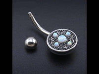 Load image into Gallery viewer, Bauchnabelpiercing Edelstahl Opal Vintage antik - chic-net.de
