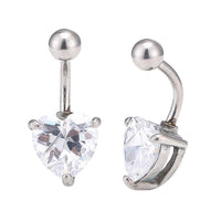 Load image into Gallery viewer, Bauchnabelpiercing Edelstahl silber Farben weißer Herzförmiger Zirkonia Stein - chic-net.de
