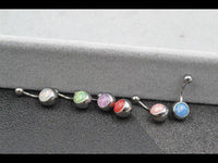 Load image into Gallery viewer, Bauchnabelpiercing Edelstahl silber Resin Opal Stab 10x1.6mm - chic-net.de
