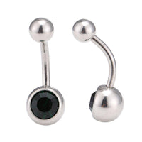Load image into Gallery viewer, Bauchnabelpiercing Edelstahl silberfarben dunkelgrüner Stein - chic-net.de
