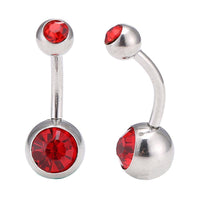 Load image into Gallery viewer, Bauchnabelpiercing Edelstahl silberfarben Stein rot in beiden Kugeln - chic-net.de

