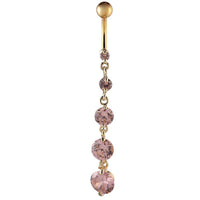 Load image into Gallery viewer, Bauchnabelpiercing goldfarben Anhänger rosa runde Zirkonia Steine Edelstahl - chic-net.de
