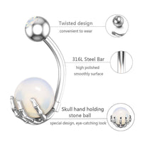 Load image into Gallery viewer, Bauchnabelpiercing Kralle Edelstahl Stein - chic-net.de
