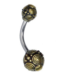 Cargar imagen en el visor de la galería, Bauchnabelpiercing Messing Edelstahl antik gold silber Kugel - chic-net.de
