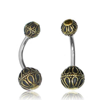 Cargar imagen en el visor de la galería, Bauchnabelpiercing Messing Edelstahl antik gold silber Kugel - chic-net.de

