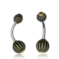 Cargar imagen en el visor de la galería, Bauchnabelpiercing Messing Edelstahl antik gold silber Kugel - chic-net.de
