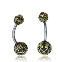 Cargar imagen en el visor de la galería, Bauchnabelpiercing Messing Edelstahl antik gold silber Kugel - chic-net.de
