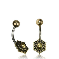 Load image into Gallery viewer, Bauchnabelpiercing Messing Edelstahl antik golden silbern Blume - chic-net.de
