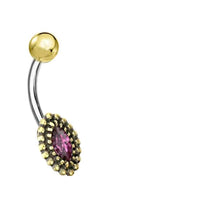 Load image into Gallery viewer, Bauchnabelpiercing Messing Edelstahl gold Kristall Auge - chic-net.de
