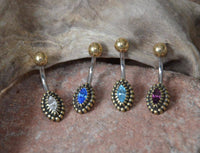 Load image into Gallery viewer, Bauchnabelpiercing Messing Edelstahl gold Kristall Auge - chic-net.de

