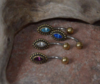 Load image into Gallery viewer, Bauchnabelpiercing Messing Edelstahl gold Kristall Auge - chic-net.de
