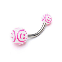 Cargar imagen en el visor de la galería, Bauchnabelpiercing Smilie Gesichter Bioflex 2 Kugeln Bananenpiercing Edelstahl nickelfrei - chic-net.de
