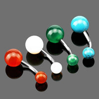 Load image into Gallery viewer, Bauchnabelpiercing Stein Kugeln Edelstahl - chic-net.de
