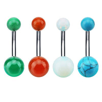 Load image into Gallery viewer, Bauchnabelpiercing Stein Kugeln Edelstahl - chic-net.de
