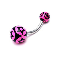Load image into Gallery viewer, Bauchnabelpiercing Stern Kreis Bioflex 2 Kugeln Bananenpiercing Edelstahl nickelfrei - chic-net.de
