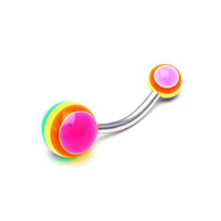 Load image into Gallery viewer, Bauchnabelpiercing Streifen neon bunt Regenbogen Bioflex Kugeln Bananenpiercing Edelstahl nickelfrei - chic-net.de
