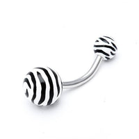 Load image into Gallery viewer, Bauchnabelpiercing Zebra Muster Bioflex 2 Kugeln Bananenpiercing Edelstahl nickelfrei - chic-net.de
