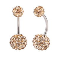 Load image into Gallery viewer, Bauchnabelpiercing Zirkonia Steine orange braun 2 Kugeln Bananenpiercing Edelstahl - chic-net.de
