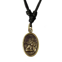 Cargar imagen en el visor de la galería, Baumwolle Kette schwarz Anhänger oval Engel Pray for us Brass antik golden - chic-net.de
