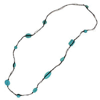 Cargar imagen en el visor de la galería, Baumwollkette braun Kette gewachst Baumwolle Türkis Stein Perlen rund oval eckig 75 cm - chic-net.de

