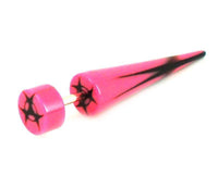 Load image into Gallery viewer, Biohazard Symbol pink schwarz Fake Piercing Expander Dehnungsstab Straight Dehnstab Unisex Acryl - chic-net.de
