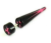 Load image into Gallery viewer, Biohazard Symbol schwarz pink Fake Piercing Expander Dehnungsstab Straight Dehnstab Unisex Acryl - chic-net.de

