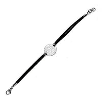 Load image into Gallery viewer, Brass Armband 16 cm Anhänger filigran Blumen 20 mm Karabiner Lederband verstellbar - chic-net.de
