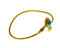 Load image into Gallery viewer, Brass Armreif gold Türkis Spirale rund Kugeln verstellbar - chic-net.de
