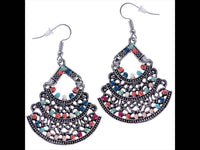 Cargar imagen en el visor de la galería, Brass bunt silbern Ohrringe zweiteilig Tannenbaum Steine bunt facettiert - chic-net.de
