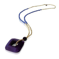 Load image into Gallery viewer, Brass Edelsteine Kette Anhänger eckig Loch lila blau Perlen gold nickelfrei Designer Schmuck - chic-net.de
