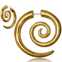 Cargar imagen en el visor de la galería, Brass Fake Piercing Spirale golden Messing Ohrstecker Sterlingsilber-Pin - chic-net.de
